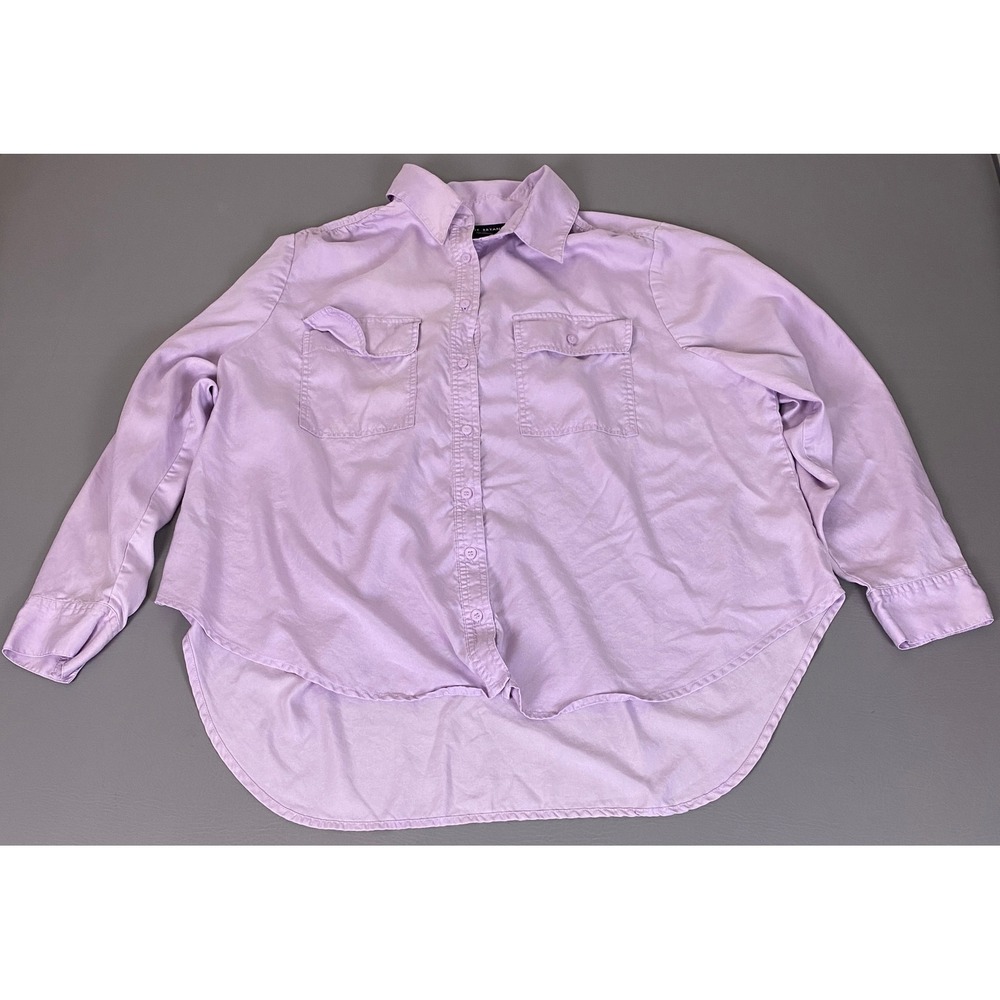 Lane Bryant Button Down Shirt Womens 22 Lavender Purple 100% Lyocell Long Sleeve